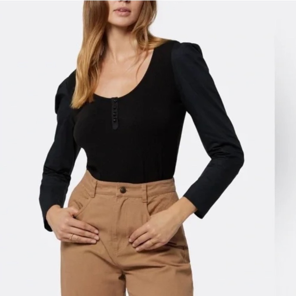 Joie Puffed Shoulder Ribbed Top